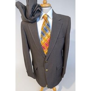 Edgeworth 2 Piece Suit‎ Mens 42L Pants 36 x 32 Solid Brown Gold Buttons USA Made